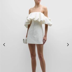 Puff Detail Cotton & Linen Mini Dress